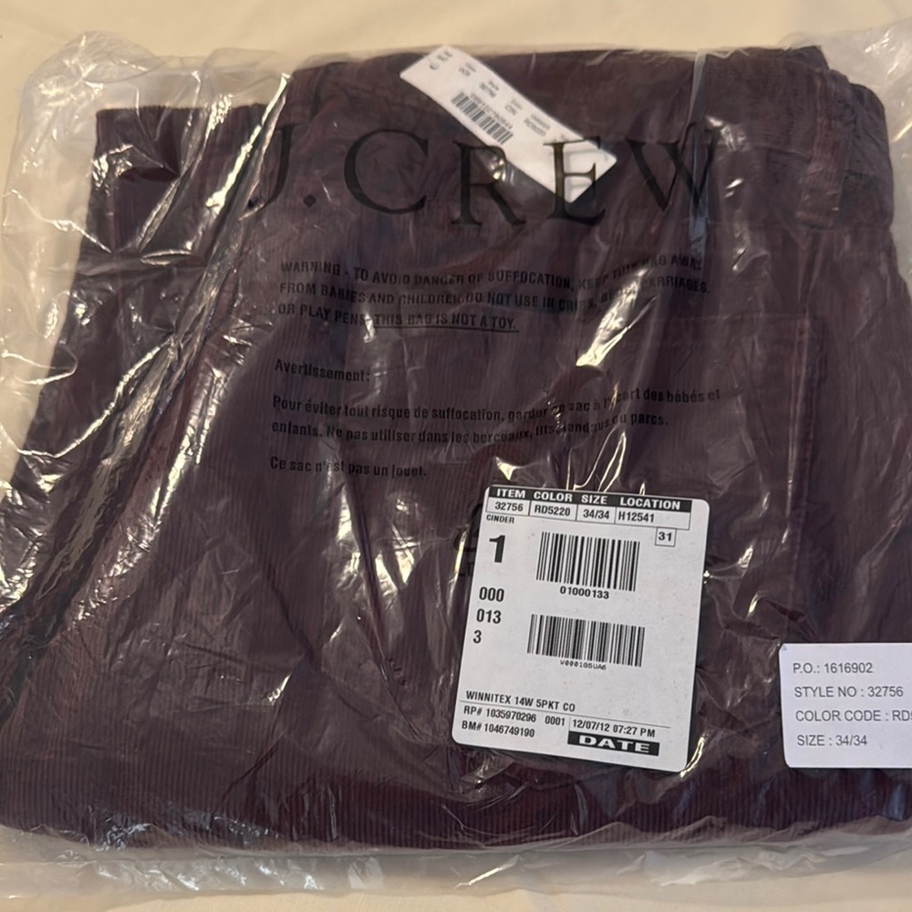 J. Crew Deep Red Corduroy Trousers
